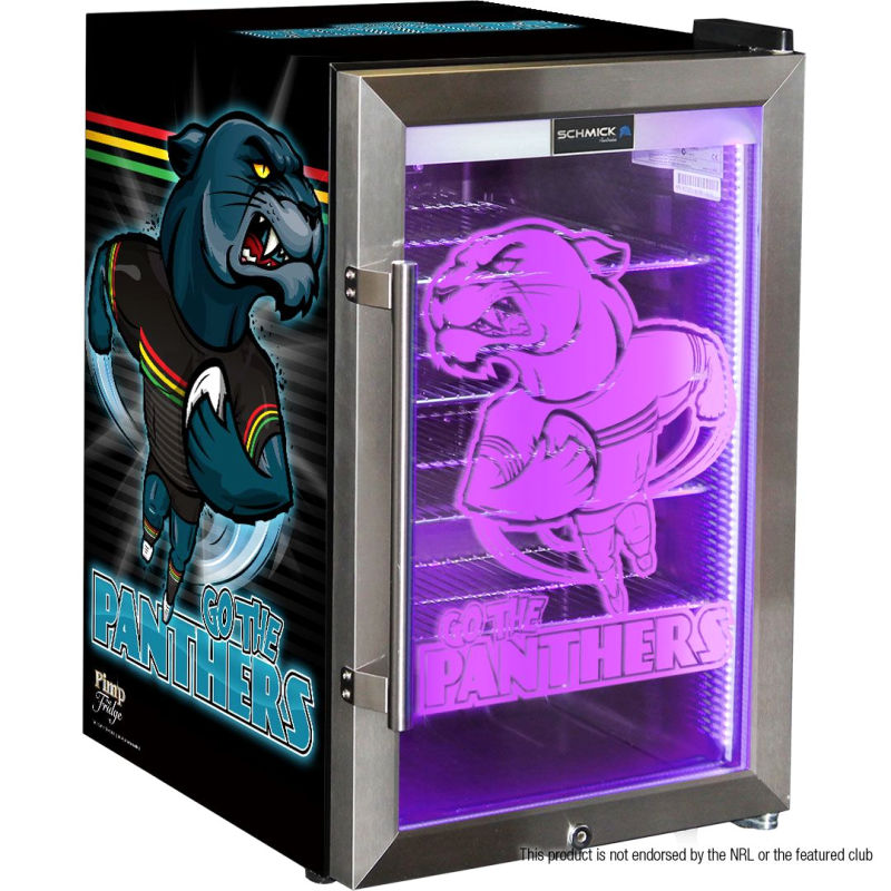 Bar Fridge | 70 Litre NRL Team Panthers Branded front left full view of bar fridge on white background