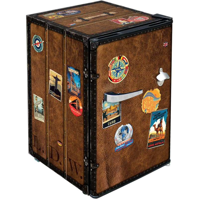 Bar Fridge | 70 Litre Retro Travel Case design, front left full view