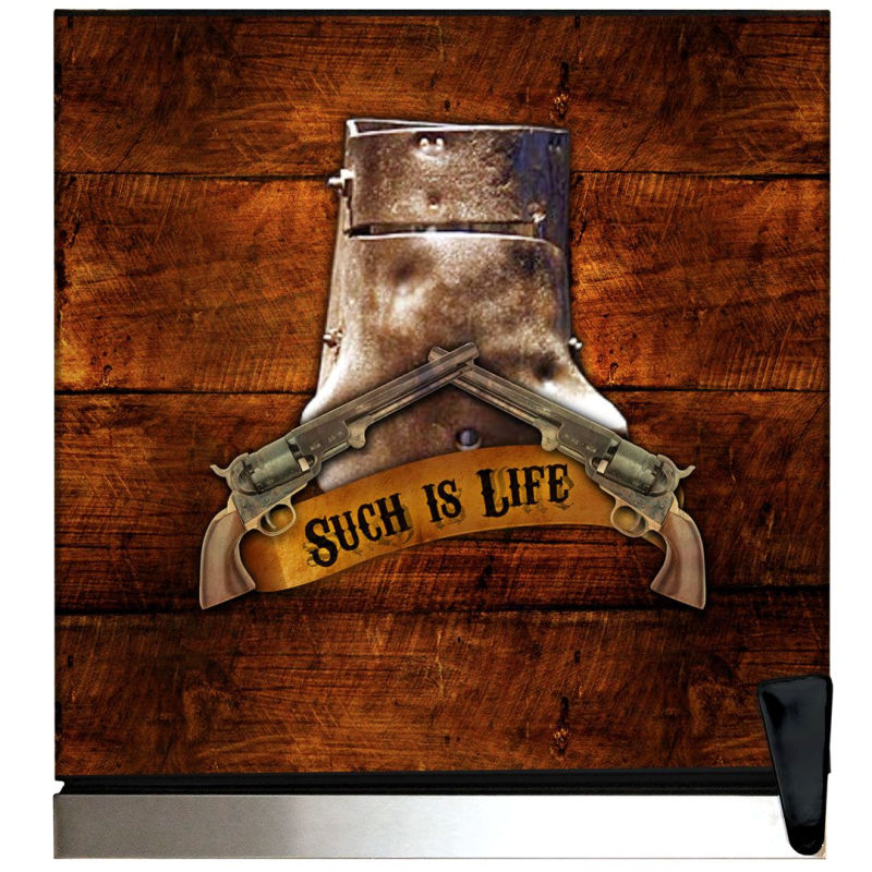 Bar Fridge | 70 Litre Cool Gift Ideas Ned Kelly design top view showing the such is life logo