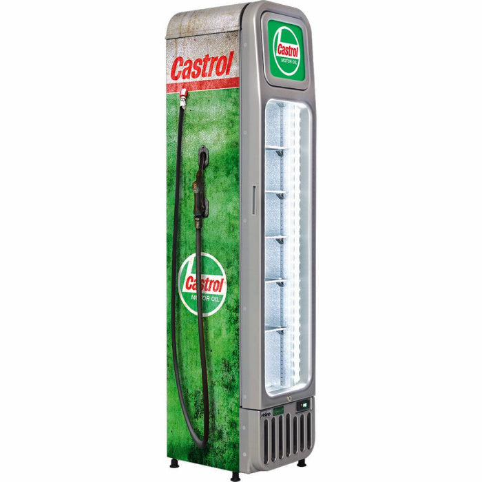 Bar Fridge | 135 Litre Fuel Pump Branded castrol branded left side view on white background