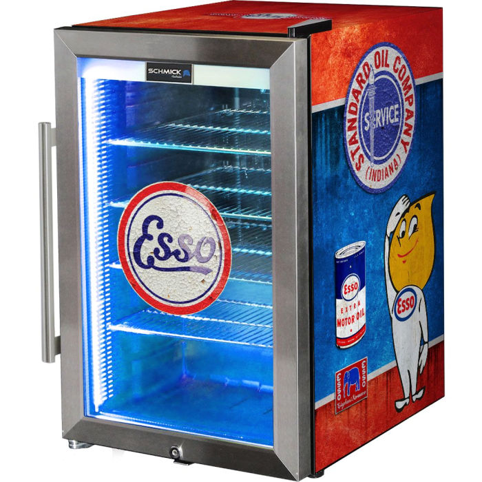 Bar Fridge | 70 Litre Fuel Pump Esso branded front right full view on white background