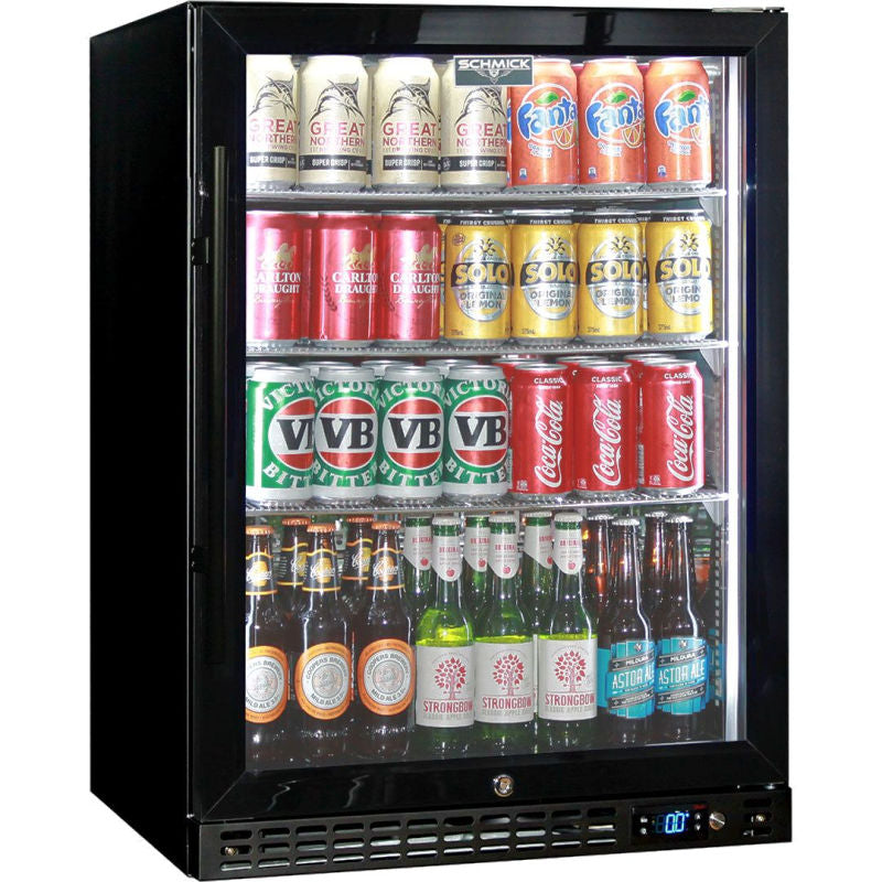 Bar Fridge | 164 Litre Alfresco black right hinged full of beers