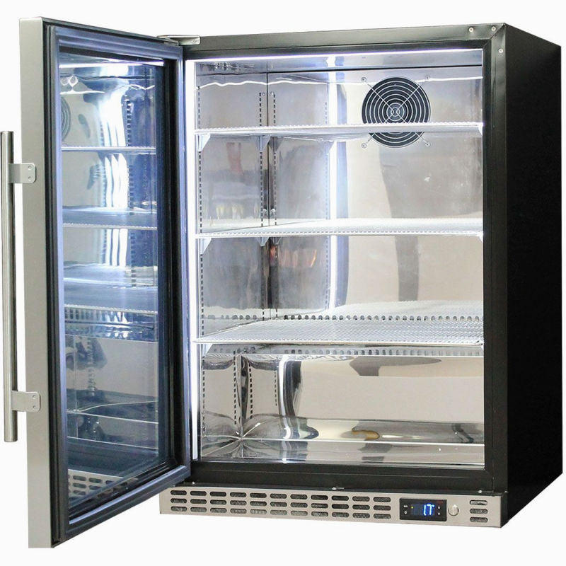 Bar Fridge | 164 Litre Alfresco door open empty with LED lights on