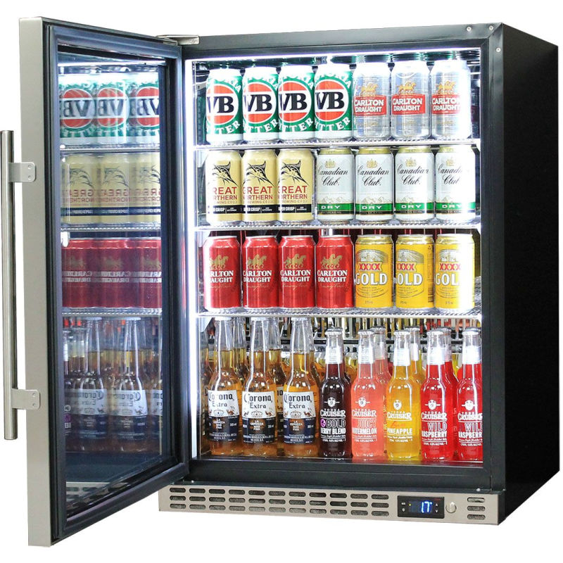 Bar Fridge | 164 Litre Alfresco door open and full of drinks