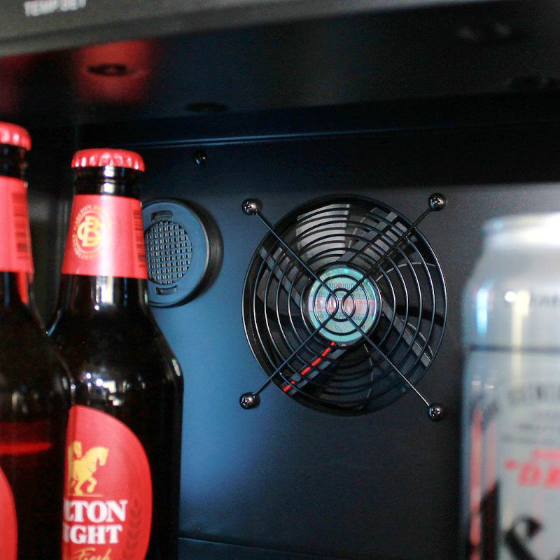 Bar Fridge | 209 Litre Upright Combo close up view of 12 volt fan