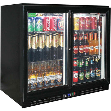 Bar Fridge | Rhino 2 Door | Energy Efficient LG Motor doors closed and full of drinks