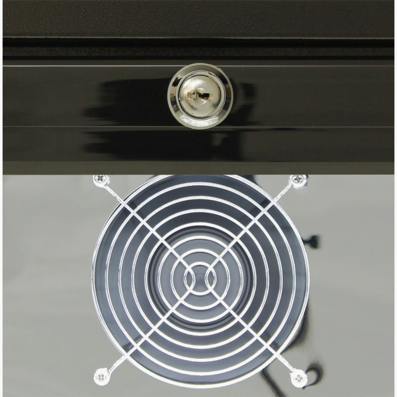 Bar Fridge | 2 Door | Energy Efficient Combo close up view of fan and lock