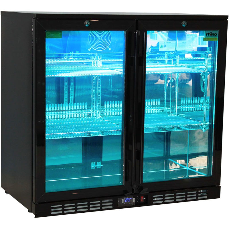 Bar Fridge | Rhino 2 Door | Multi Light teal LED light