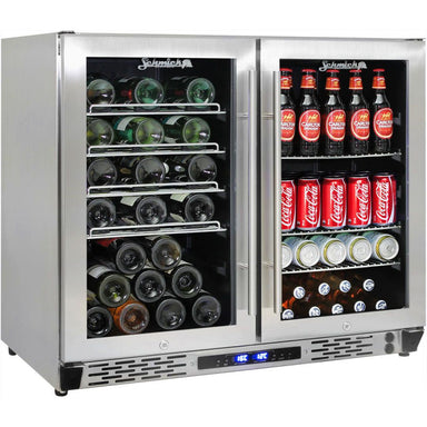 Bar Fridge | Dual Zone Combo | Schmick JC190 front view full of wine and beer