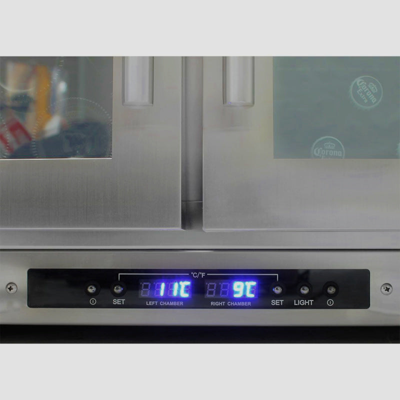 Bar Fridge | Dual Zone Combo | Schmick JC190 close up of temperature controls