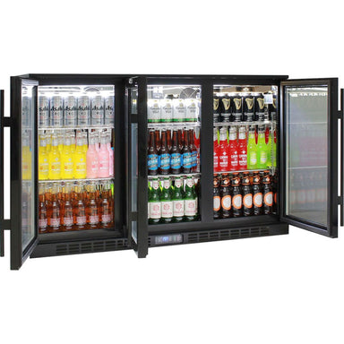 Bar Fridge | Rhino 3 Door | Energy Efficient LG Motor doors open and full of drinks