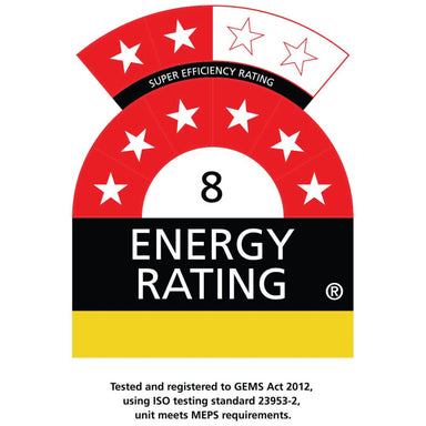 Bar Fridge | 3 Door Stainless Steel | Rhino GSP showing energy rating of 8 out of 10 stars