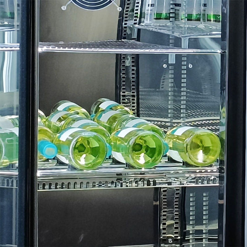 Bar Fridge | 3 Door | Quiet Running SK386 close up view of wine bottles on shelves
