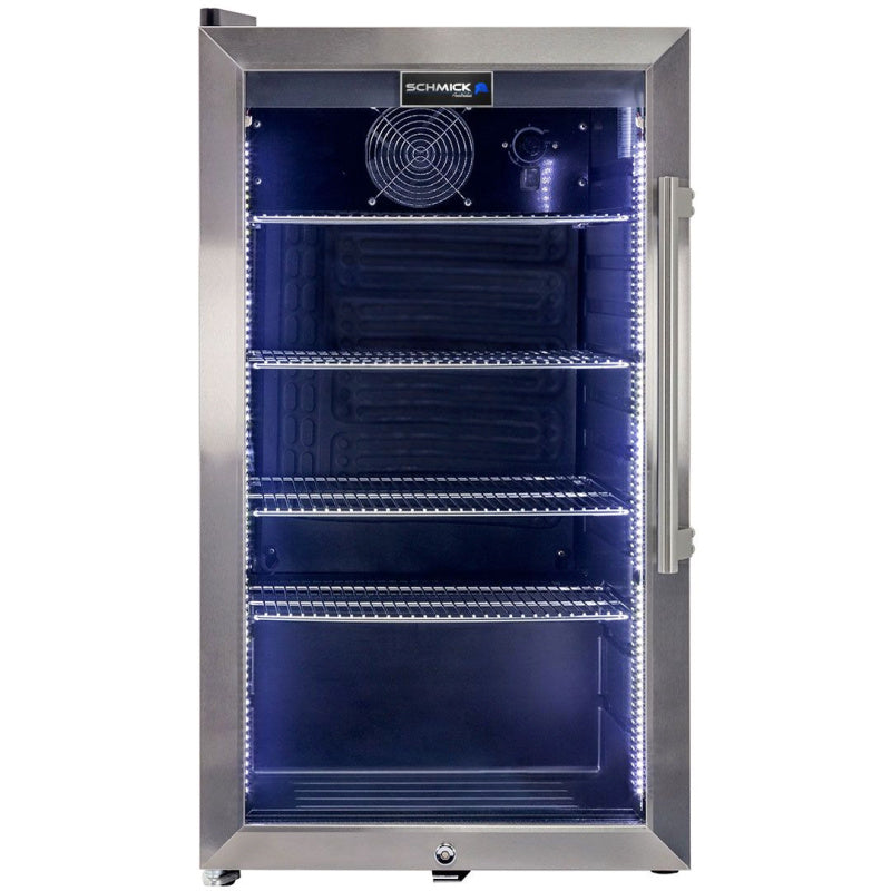 Bar Fridge | 98 Litre Alfresco | Single Door front view with blue LED lights