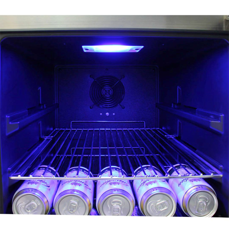 Bar Fridge | Solid Door | Beer and Wine Combo showing fan with blue LED