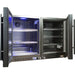 Bar Fridge and Freezer Combo | Schmick BD113 doors open and empty on both sides and blue LED light on