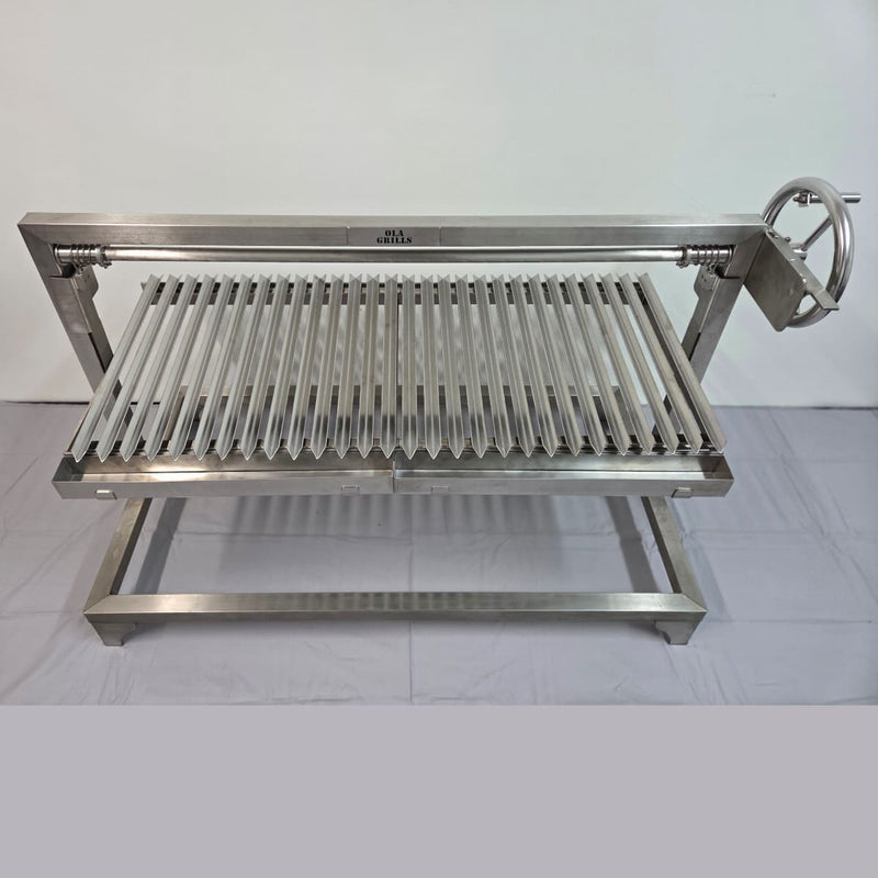 Built-In Parrilla Argentine BBQ Topper | 100% 304 Stainless | V-Grate Model top view showing the grill