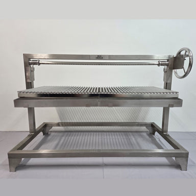 Built-In Parrilla Argentine BBQ Topper | 100% 304 Stainless | BBQ Rods Model front view with teh grill all the way up