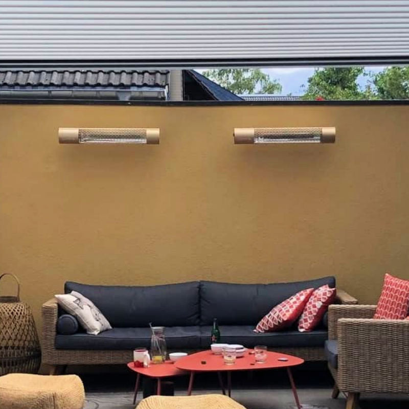 Herschel Infrared heater california model for outdoor and indoor use in outdoor patio
