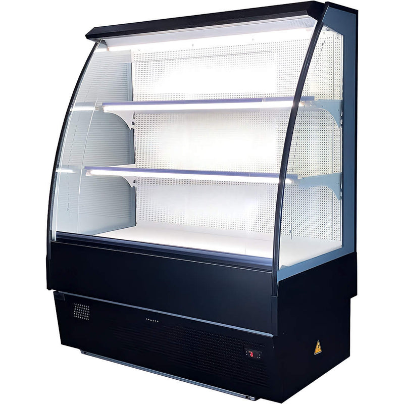 Commercial Fridge | Open Display Rhino TK-12 front right view of fridge empty showing shelves