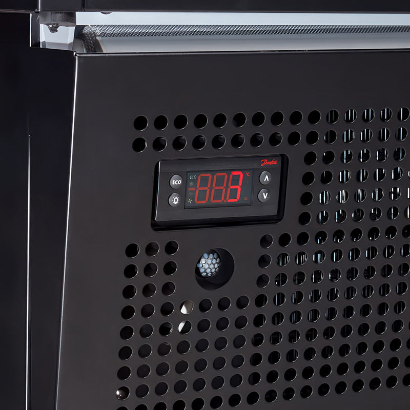 Commercial Fridge | Open Display Rhino TK-6 close up view of temperature controls