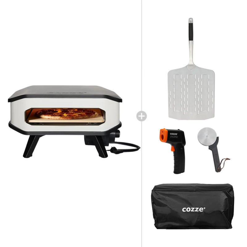 Cozze 13" ELECTRIC Pizza Oven Bundles | Choose From 4 Different Packs showing the serve and protect pack
