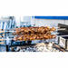 Cyprus Spit | Extra Large with 5 Skewers | 25 kg rated motor showing meat cooking on the skewers