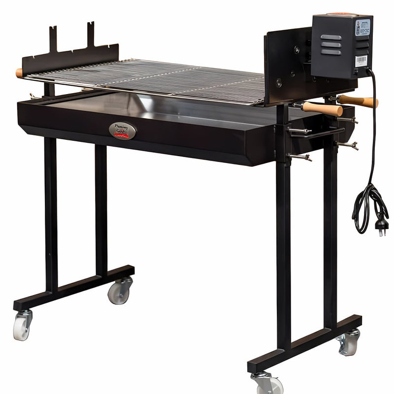 Cyprus Spit | Extra Large with 5 Skewers | 25 kg rated motor front view showing the bbq grill without the skewers