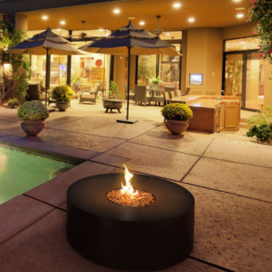 Fireplace | Galio Automatic Outdoor Fire Pit |  in black colour next to pool