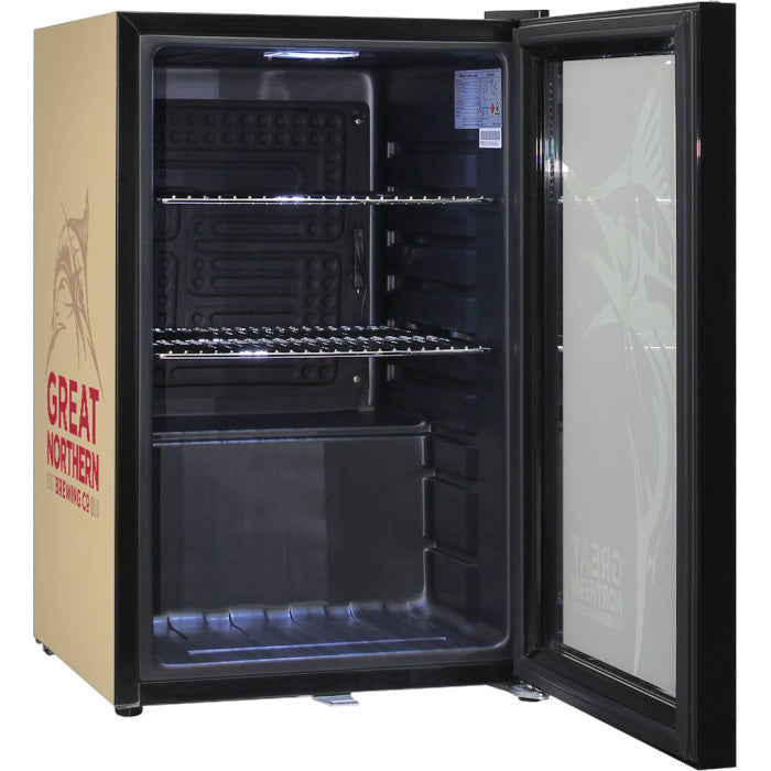 Bar Fridge | 70 Litre Great Northern with door open showing inside shelves