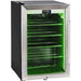 Schmick 70 L Tropical Triple‑Glazed Stainless Bar Fridge – Right or Left Hinge - HUS-SC70-SS showing the lefthinge with green lights
