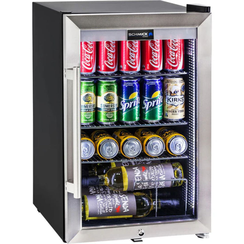 Schmick 70 L Tropical Triple‑Glazed Stainless Bar Fridge – Right or Left Hinge - HUS-SC70-SS showing the right hinge with wine