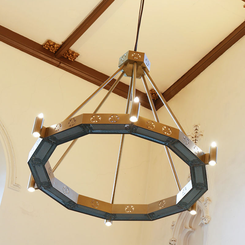 Infrared Heater | Electric | Indoor | Herschel Halo in church close up near roof