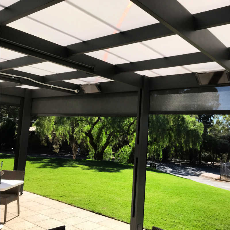 Infrared Heater | Outdoor | Electric | Heliosa 66 Black Glass used in an outside patio area