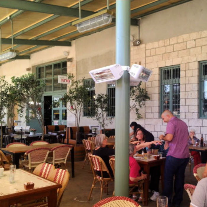 Infrared Heater | Outdoor | Electric | Heliosa 44 in  busy cafe