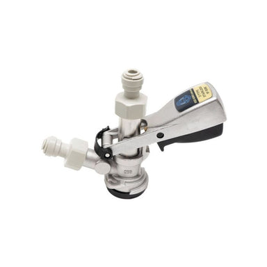 Kegerator Accessory | D-Type Coupler close up view on white background