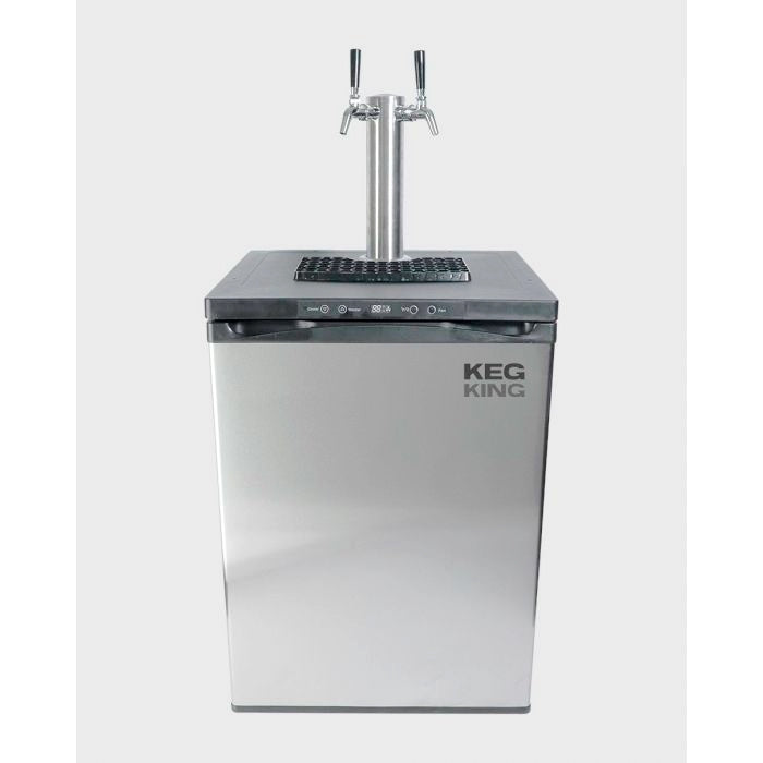 Kegerator | KegMaster Series XL | Complete Homebrew Package showing just the standard fridge with a double tap