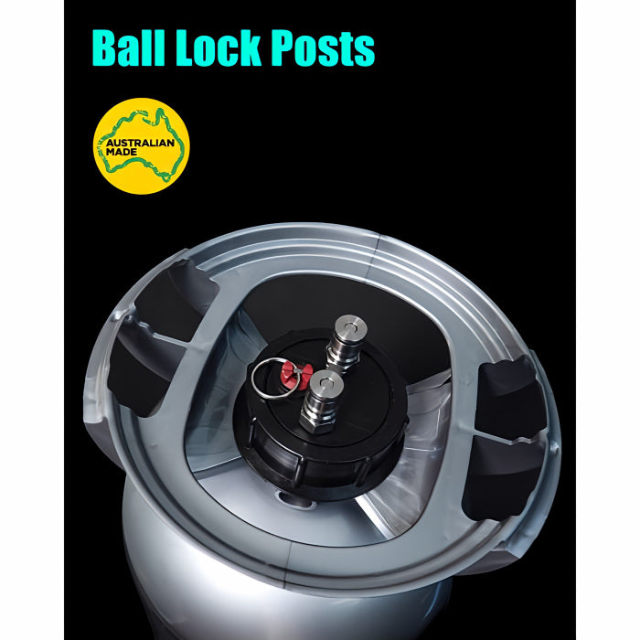 Kegerator Accessory | 20 Litre Ball Lock Keg close up view of ball lock posts