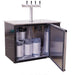 Kegerator | Solstace 365 Indoor/Outdoor | Complete Package showing kegerator with small kegs inside with door open and quad taps