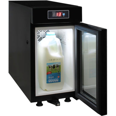 Mini Bar Fridge | Coffee Machine Milk Storage 9L front view with 2 Litre milk carton inside