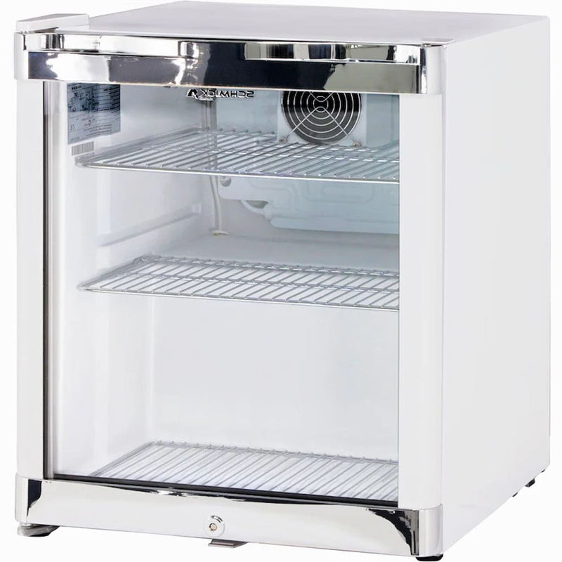 Mini Bar Fridge | Schmick Tropical 50 Litre showing left hand hinge in white
