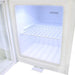 Mini Freezer Glass Door 36 Litre close up with door open showing cooling vent