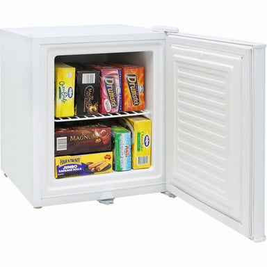 Mini Freezer | Solid Door 36 Litre door open and full of freezer food\