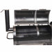 Offset Smoker Flaming Coals showing cooking grills and warming racks