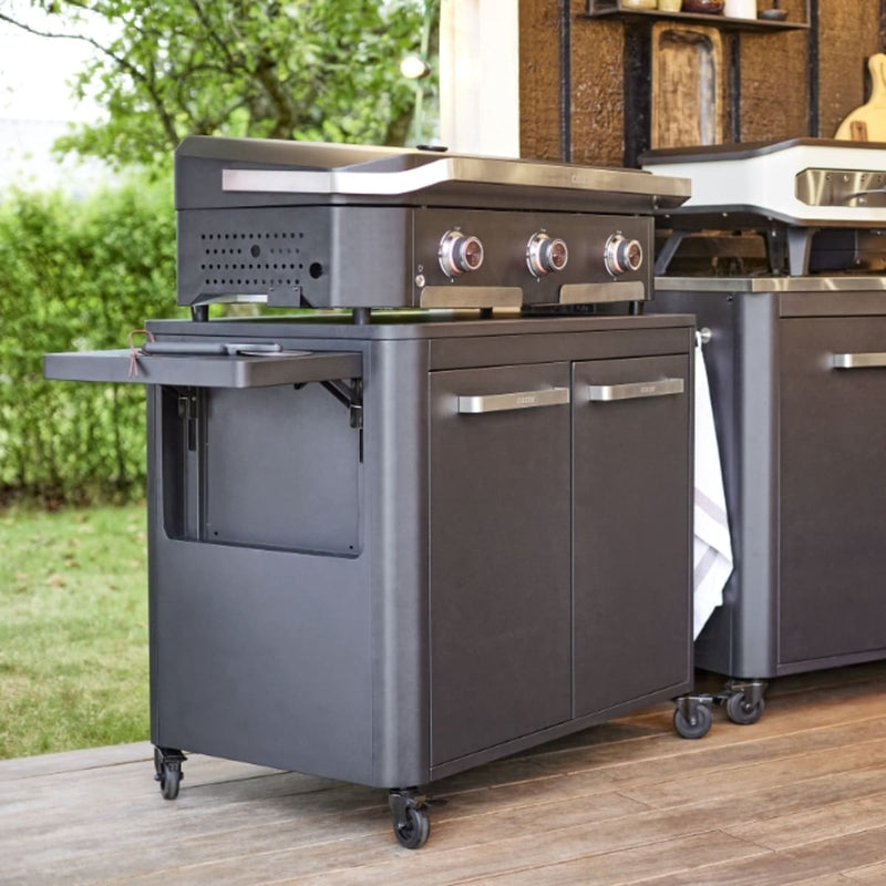 Outdoor Kitchen 90 Two Door for BBQ | Modular | Cozze close up side view iwth bbq on top