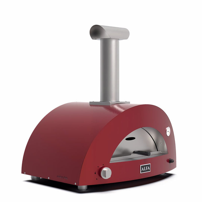 Pizza Oven | Alfa Moderno 3 Pizze Hybrid front left view of red model