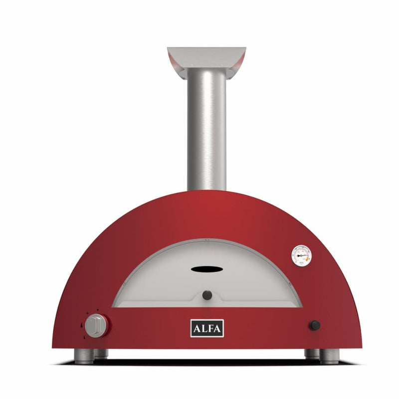 Pizza Oven | Alfa Moderno 3 Pizze Hybrid front view with red model