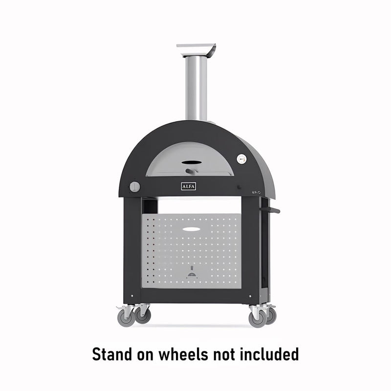 Pizza Oven | Alfa Brio Hybrid | Gas & Electric full view of black model on stand with wheels