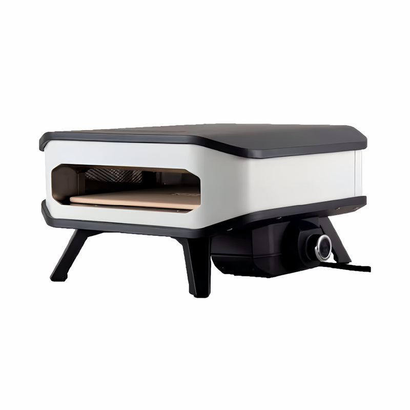 Electric Pizza Oven | Cozze White 13 Inch front right view showing temperature controls