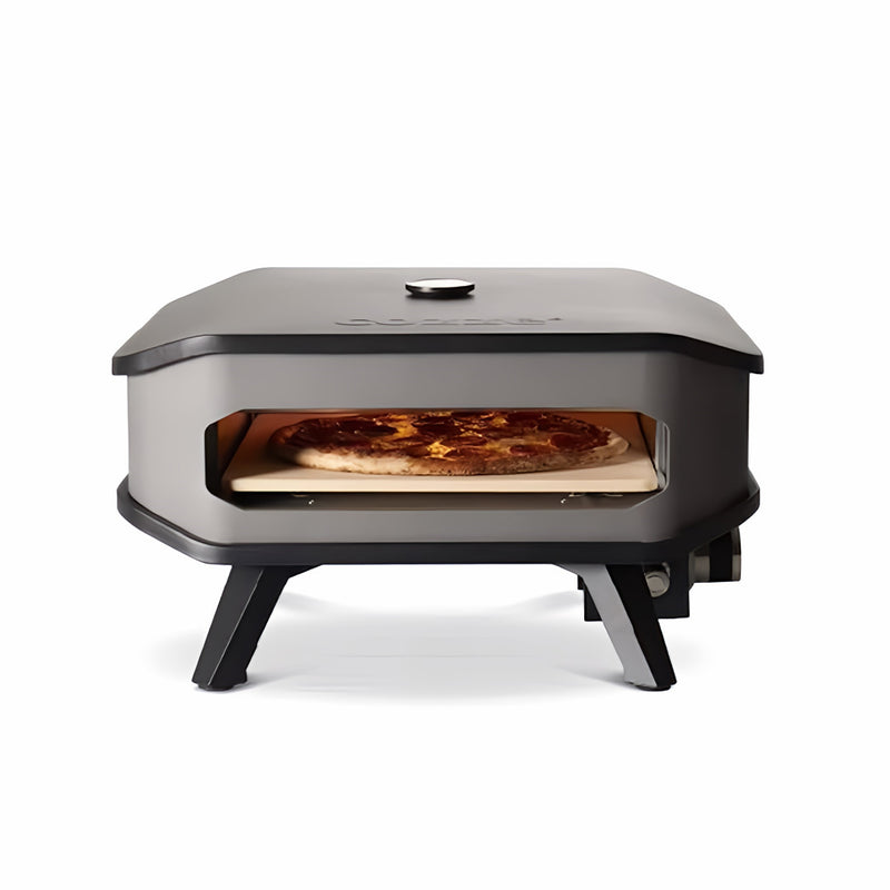 Gas Pizza Oven | 13 or 17 Inch | Cozze MK2 front view with pizza cooking inside